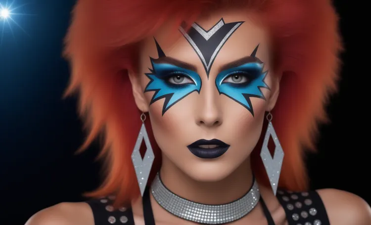 Bright makeup in Glam Rock style