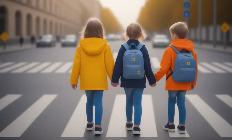 Kinder an einem Fußgängerüberweg