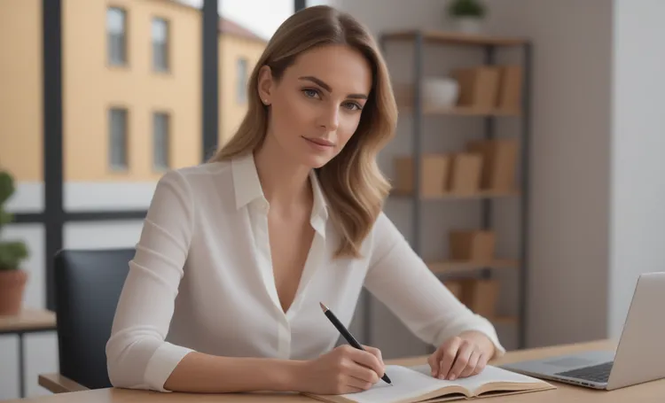 Woman studying a foreign language