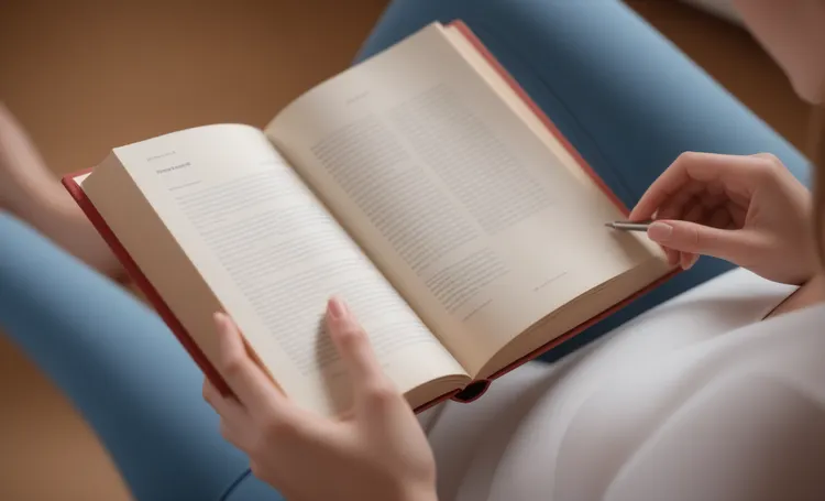 Woman reading a book on psychology